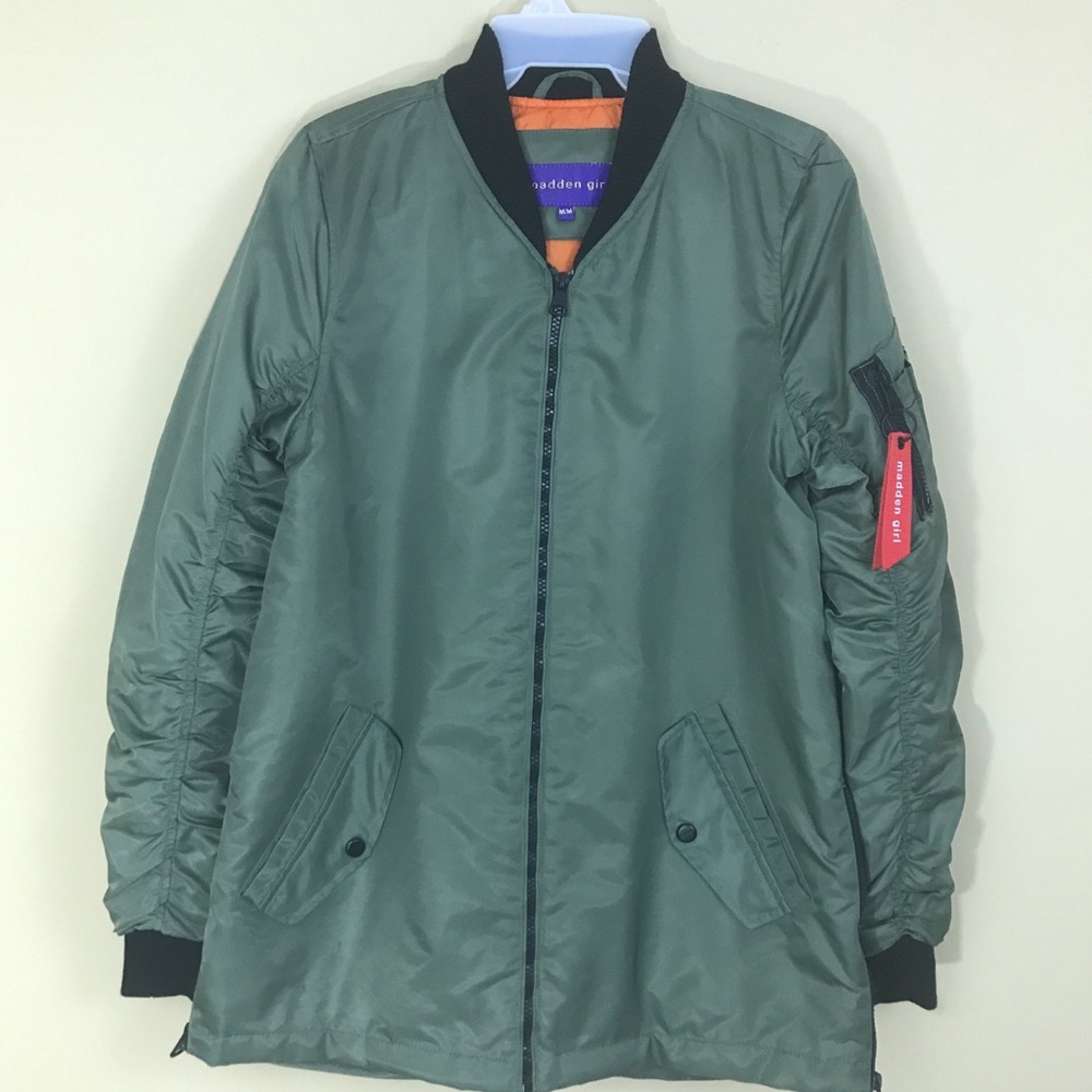 Steve Madden Straight Bomber Jacket | Green Black